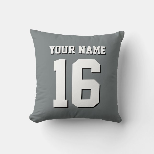 Charcoal Grey Sports Jersey Team Jersey Cushion (Front)