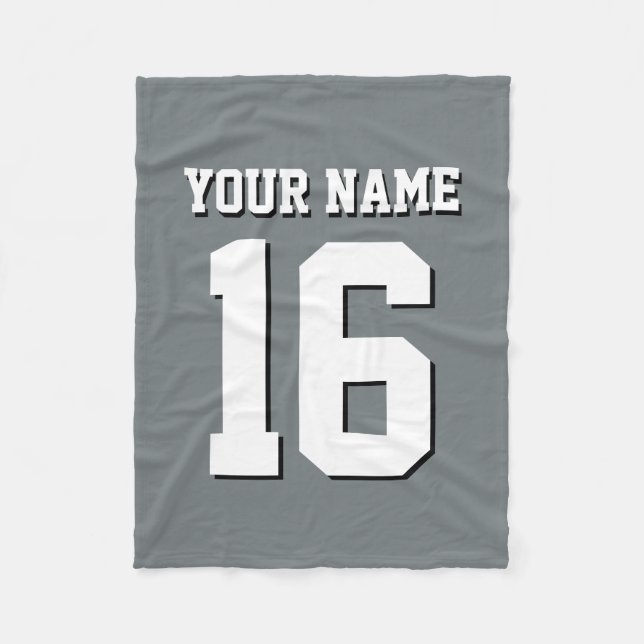 Charcoal Grey Sports Jersey Team Jersey Fleece Blanket (Front)