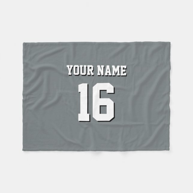 Charcoal Grey Sports Jersey Team Jersey Fleece Blanket (Front (Horizontal))