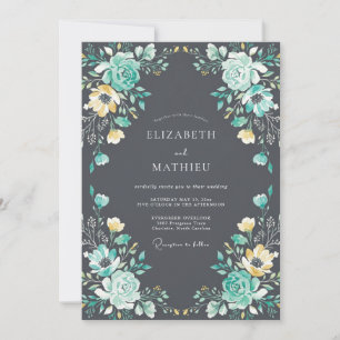 Charcoal Grey Sumptuous Evening Wedding Invitation