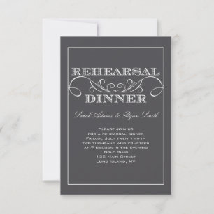 Charcoal Grey Swirl Rehearsal Dinner Invitation