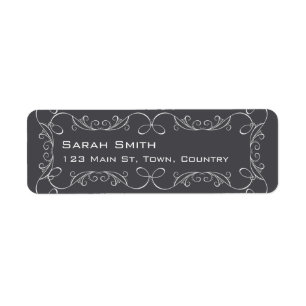 Charcoal Grey Swirl Wedding Address Labels