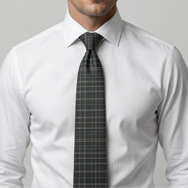 Charcoal Grey Tartan Plaid  Tie (Creator Uploaded)