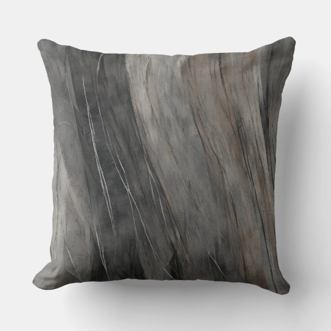 Charcoal Grey Taupe Black Abstract Cushion (Front)