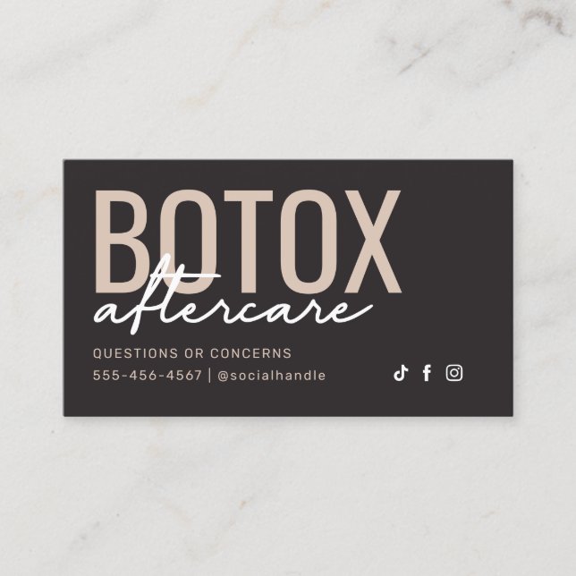 Charcoal Grey & Taupe Botox Aftercare Card (Front)