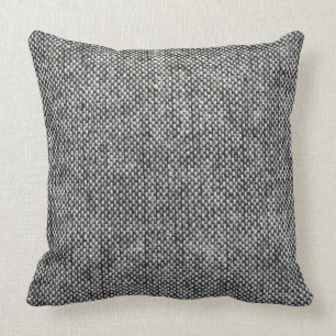 Charcoal Grey Tweed Fabric Texture Pattern Cushion