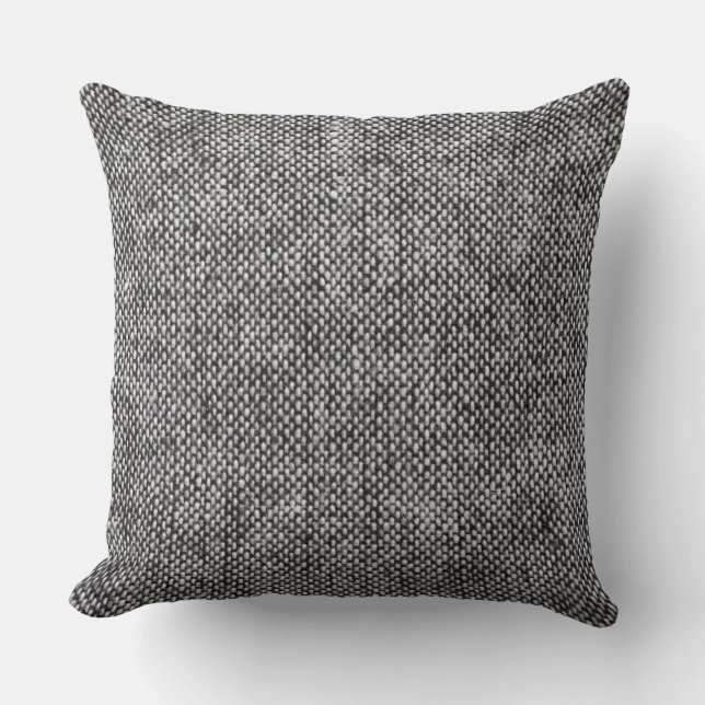 Charcoal Grey Tweed Fabric Texture Pattern Cushion (Front)
