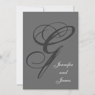 Charcoal Grey Wedding Invitation | Fancy Initial G
