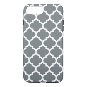 Charcoal Grey White Moroccan Quatrefoil Pattern #5 iPhone 8 Plus/7 Plus Case