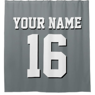 Charcoal Grey White Sports Jersey Team Jersey Shower Curtain