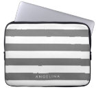 Charcoal Grey White Striped Pattern Custom Name
