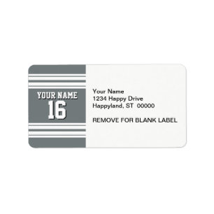 Charcoal Grey White Team Jersey Custom Number Name Label
