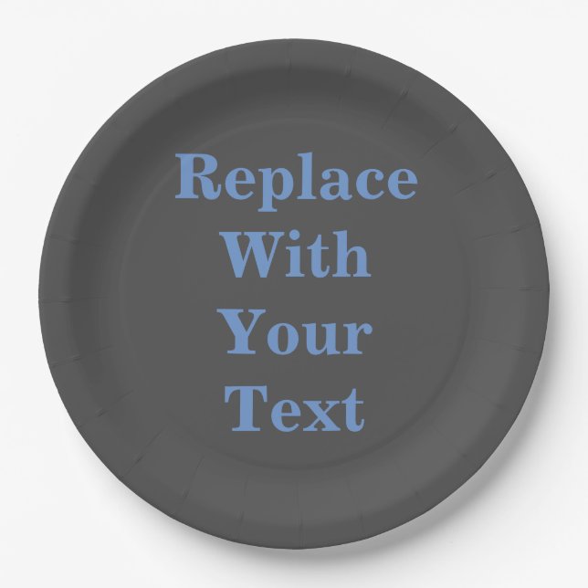 Charcoal Heather Add Your Own Text Replacement  Paper Plate (Front)