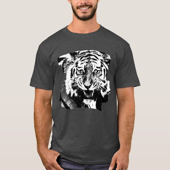 Charcoal Heather Trendy Tiger Modern Elegant T-Shirt (Front)