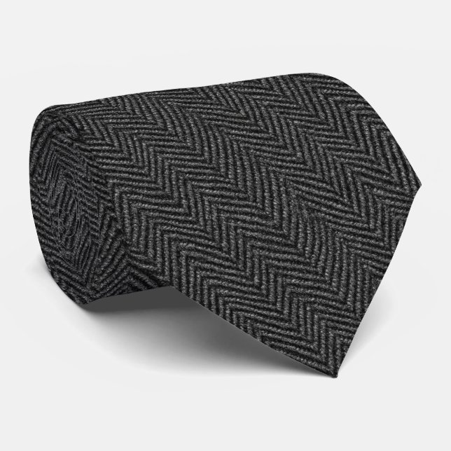 Charcoal Herringbone Groomsmen Wedding Tie (Rolled)