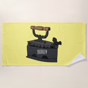 Charcoal iron cartoon illustration beach towel