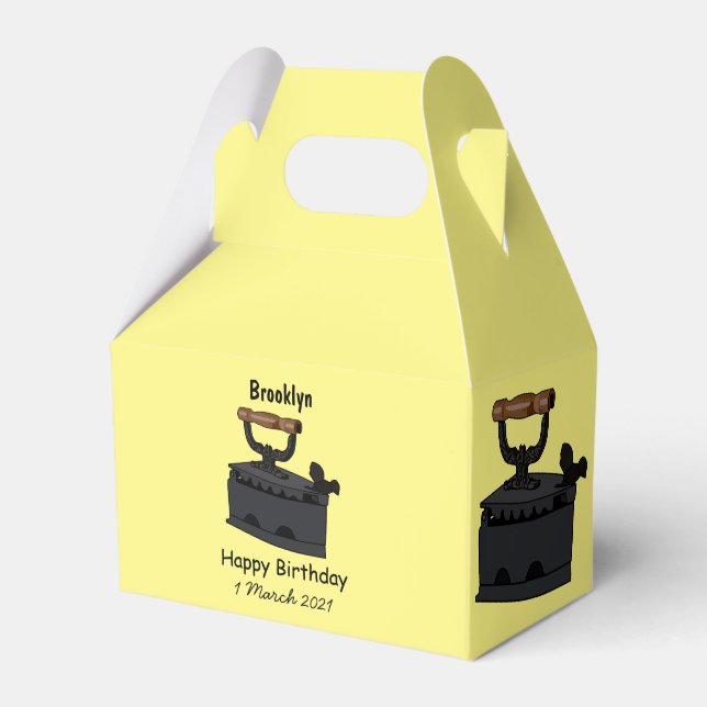 Charcoal iron cartoon illustration favour box (Front Side)