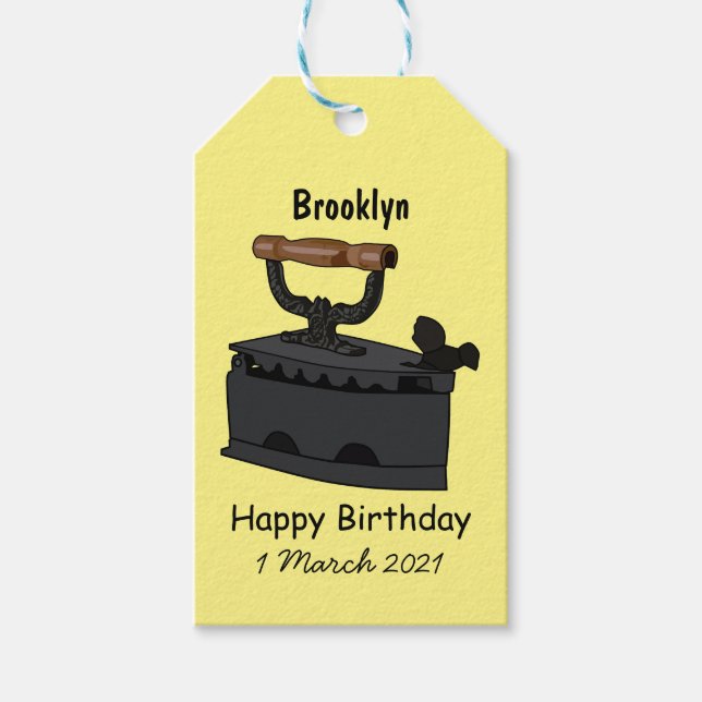 Charcoal iron cartoon illustration gift tags (Front)