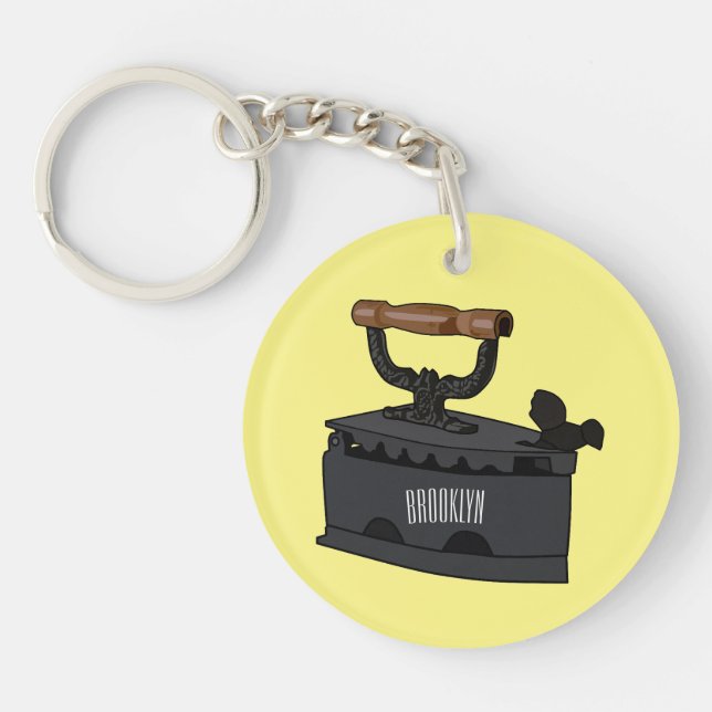 Charcoal iron cartoon illustration  key ring (Front)