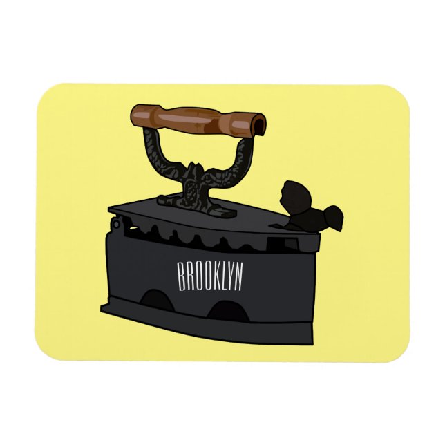 Charcoal iron cartoon illustration  magnet (Horizontal)