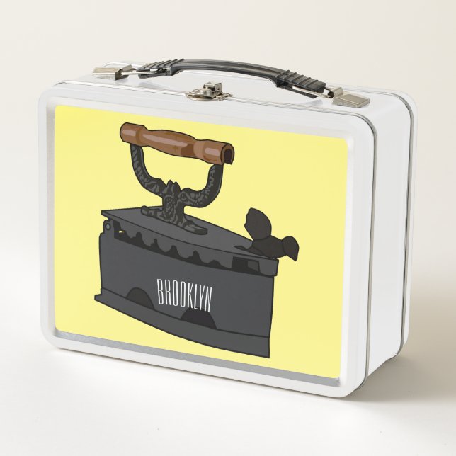 Charcoal iron cartoon illustration  metal lunch box (Front)