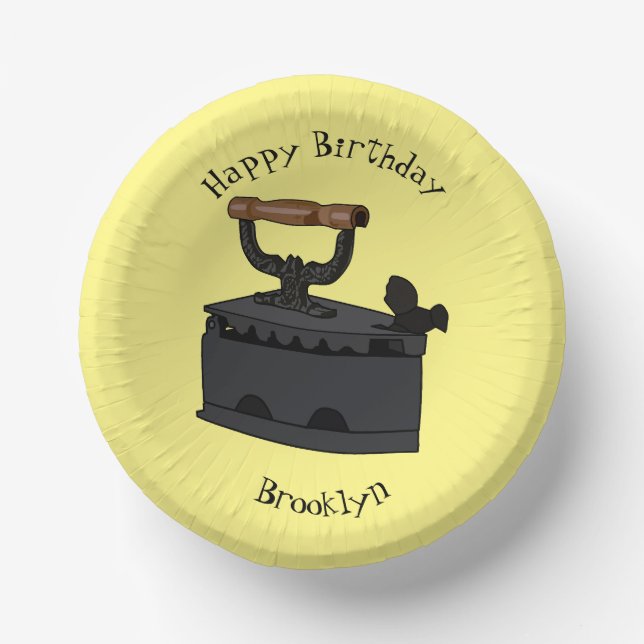 Charcoal iron cartoon illustration  paper plate (Front)