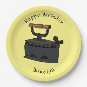 Charcoal iron cartoon illustration paper plate