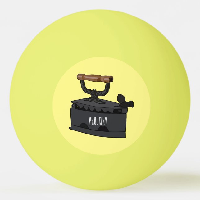 Charcoal iron cartoon illustration  ping pong ball (Front)