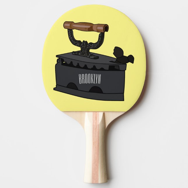 Charcoal iron cartoon illustration  ping pong paddle (Front)