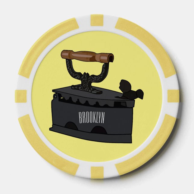 Charcoal iron cartoon illustration  poker chips (Front)