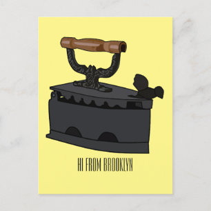 Charcoal iron cartoon illustration  postcard