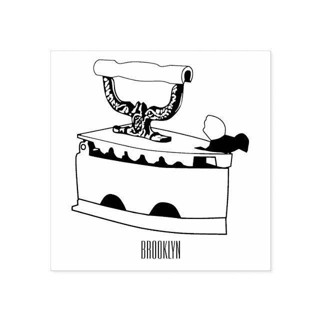 Charcoal iron cartoon illustration  rubber stamp (Imprint)