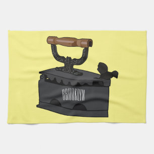 Charcoal iron cartoon illustration tea towel
