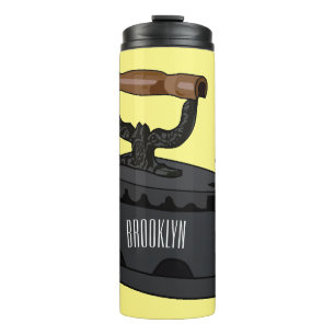 Charcoal iron cartoon illustration  thermal tumbler
