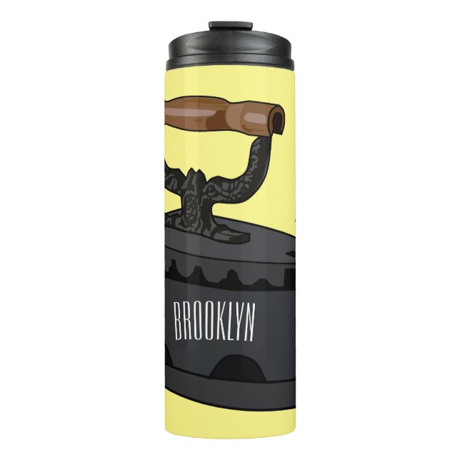 Charcoal iron cartoon illustration  thermal tumbler (Front)