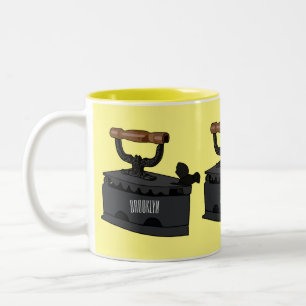 Charcoal iron cartoon illustration  Two-Tone coffee mug