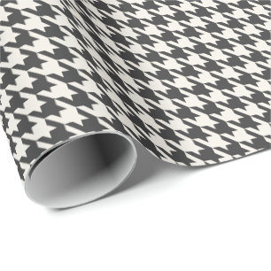 Charcoal & Ivory Houndstooth Pattern Elegant Wrapping Paper
