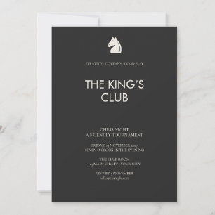 Charcoal Ivory Knight Chess Night Tournament Invitation