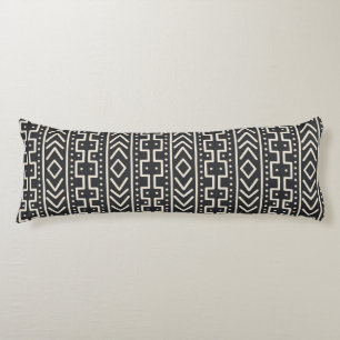 Charcoal Ivory Mudcloth Inspired Modern Tribal Body Cushion