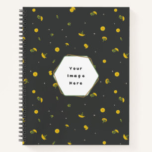 Charcoal Japanese Dandelion Floral Pattern Notebook