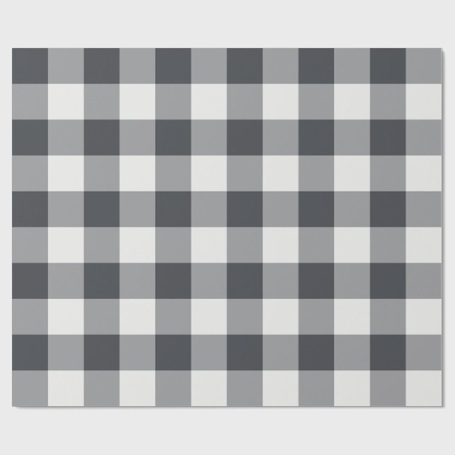 Charcoal Large Buffalo Check Gingham Wrapping Paper (Flat)