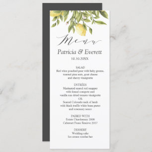 Charcoal   Lemons and Leaves Boho chic Wedding Invitation