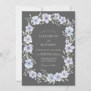 Charcoal Lilac Wildflower Wedding Invitation