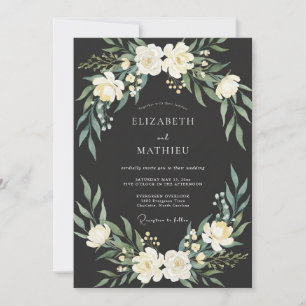 Charcoal Majestic Botanical Wedding Invitation
