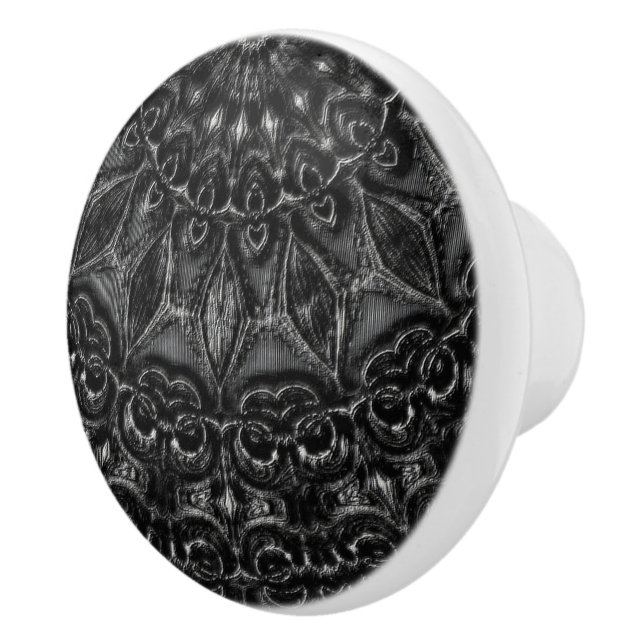 Charcoal Mandala  Ceramic Knob (Right)