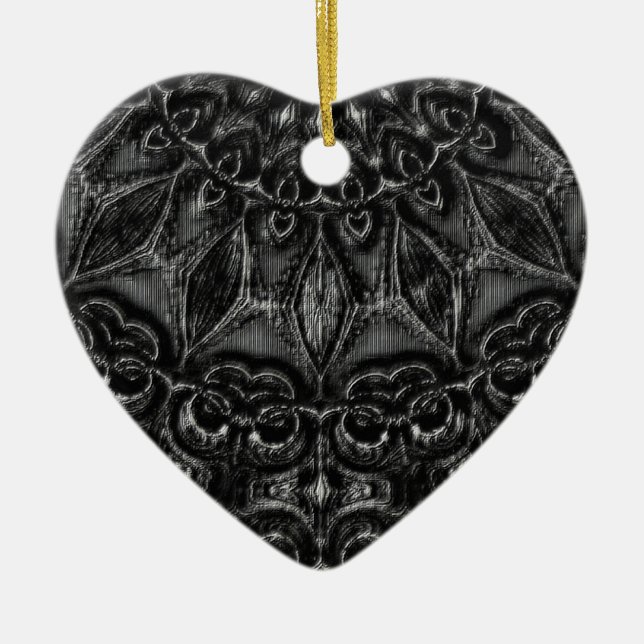 Charcoal Mandala  Ceramic Ornament (Front)
