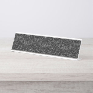 Charcoal Mandala   Desk Name Plate