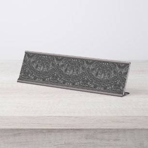Charcoal Mandala   Desk Name Plate