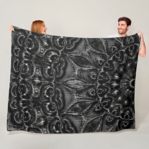 Charcoal Mandala  Fleece Blanket
