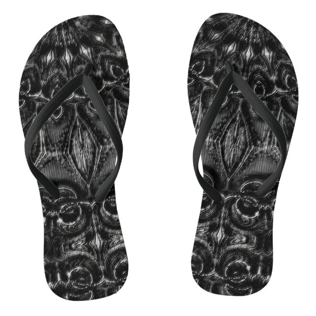 Charcoal Mandala   Flip Flops (Footbed)